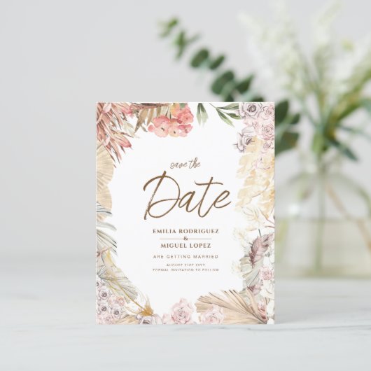 BUDGET BOHO Huwelijksuitnodiging Digitale Download (Staand voorkant)