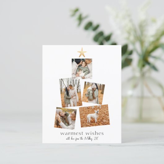 Budget Boho kerstboom 5 Foto Collage Holiday (Staand voorkant)