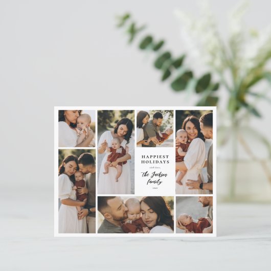 Budget Boho Kerstmis 7 Foto Collage Holiday (Staand voorkant)