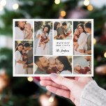 Budget Boho Kerstmis 7 Foto Collage Holiday<br><div class="desc">Showcase 7 van uw favoriete foto's van het jaar met dit budget en elegante multi-foto collage kerstfeestkaart! Dit editable ontwerp kenmerkt zeven foto's: drie vierkante afbeeldingen, drie verticale rechthoekige foto's, en één horizontaal rechthoekig afbeelding. Onder de foto's is er de vakantiegroet van uw keus en uw familienaam in moderne hand-breedtekantelecalligrafie....</div>