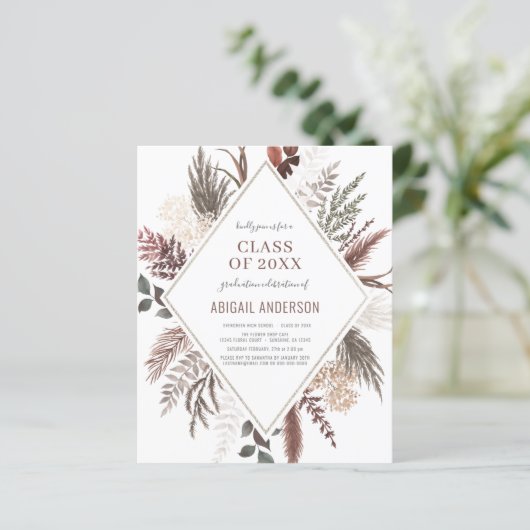 Budget Boho Klasse 2023 Afstudeerder Party Invitat (Staand voorkant)