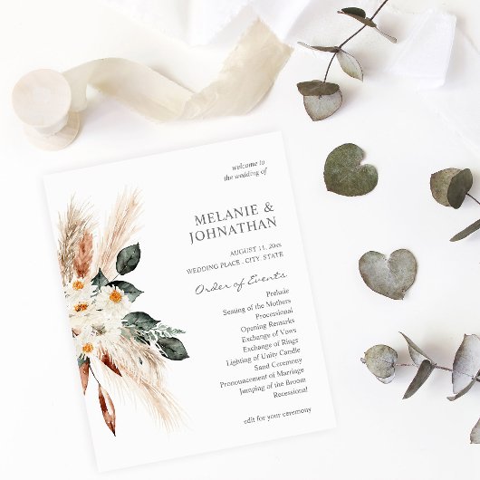 Budget Boho Koper & Bloem Kleine Trouwceremonie Flyer