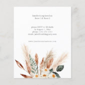 Budget Boho Koper Pampas Bruidsfeest Flyer (Achterkant)