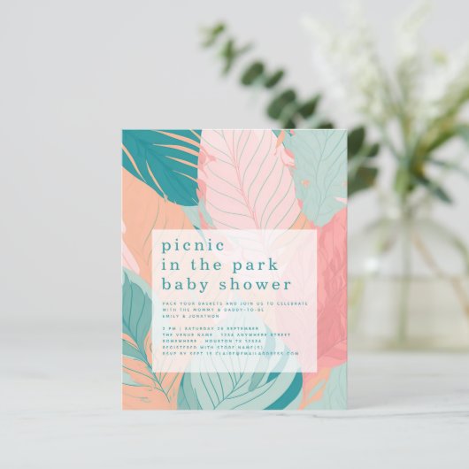 Budget Boho koraal Blauwgroen bladeren picknick Ba (Staand voorkant)