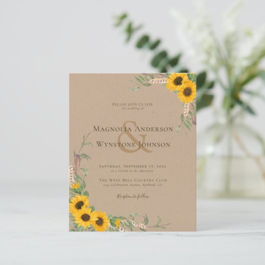 BUDGET Boho Kraft Sunflower bruiloft (Staand voorkant)