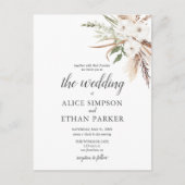 Budget Boho laat Pampa Grass Wedding Uitnodiging Briefkaart (Voorkant)