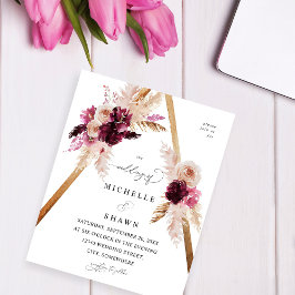 Budget Boho Lijst Pink Pampas Grass Floral Wedding Flyer