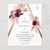 Budget Boho Lijst Pink Pampas Grass Floral Wedding Flyer (Voorkant)