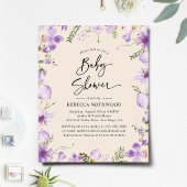 Budget Boho Lila Florals Baby shower Uitnodiging