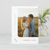 Budget Boho Minimalistische Monogram Trouwen Kaart (Staand voorkant)