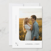 Budget Boho Minimalistische Monogram Trouwkaart Kaart (Voorkant)