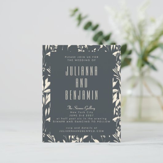 Budget Boho Modern Black Hand Drawn Floral Wedding (Staand voorkant)