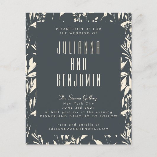 Budget Boho Modern Black Hand Drawn Floral Wedding (Voorkant)