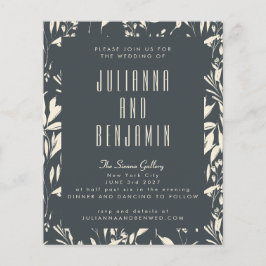 Budget Boho Modern Black Hand Drawn Floral Wedding