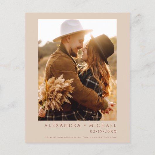 Budget Boho Moderne Bloemen Bruiloft Uitnodigingen Flyer (Achterkant)