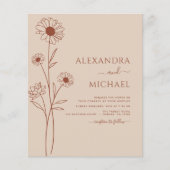 Budget Boho Moderne Bloemen Bruiloft Uitnodigingen Flyer (Voorkant)