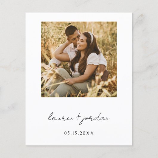 Budget Boho Moderne minimalistische foto bruiloft Flyer (Achterkant)