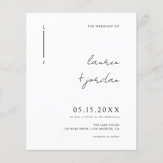 Budget Boho Moderne minimalistische foto bruiloft Flyer (Voorkant)