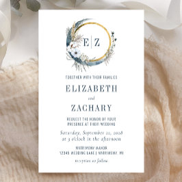 Budget Boho Moon Blue Monogram Weddenschap