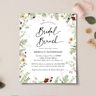 Budget Boho Natuur Bloemige Bruids Brunch Uitnodig