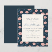 Budget Boho Navy Bloemen Bruidsuitnodiging (Voorkant / Achterkant)