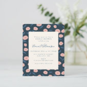 Budget Boho Navy Bloemen Bruidsuitnodiging (Staand voorkant)
