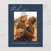 Budget Boho Navy Blue Wedding Bedankt Kaarten (Voorkant)