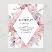 Budget Boho Paars Elke Age Birthday Floral Flyer (Voorkant)