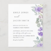 Budget Boho Paarse Eucalyptus huwelijksuitnodiging (Voorkant)