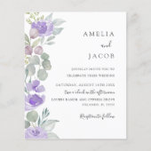 Budget Boho Paarse Eucalyptus huwelijksuitnodiging (Voorkant)