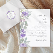 Budget Boho Paarse Eucalyptus Trouwuitnodiging