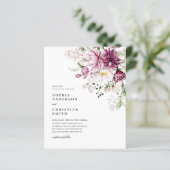 Budget Boho Paarse & Roze Pioenenbruiloft Uitnodig (Staand voorkant)