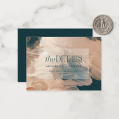 budget boho painterly terracotta trouwgegevens notitiekaartje (Voorkant / Achterkant in situ)