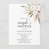 Budget Boho Pampa Grass Greenery Couple Shower Inv Uitnodiging Briefkaart (Voorkant)