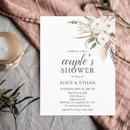Budget Boho Pampa Grass Greenery Couple Shower Inv Uitnodiging Briefkaart