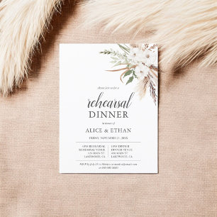 Budget Boho Pampa Grass Greenery Rehearsal Dinner Uitnodiging Briefkaart