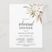 Budget Boho Pampa Grass Greenery Rehearsal Dinner Uitnodiging Briefkaart (Voorkant)