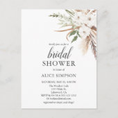 Budget Boho Pampa Grass Greenery Vrijgezellenfeest Uitnodiging Briefkaart (Voorkant)