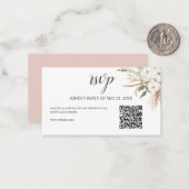 Budget Boho Pampa Grass Greenery Wedding RSVP niet Notitiekaartje (Voorkant / Achterkant in situ)