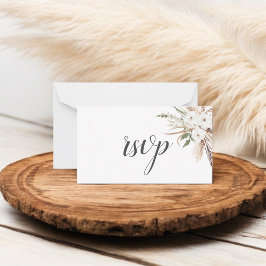 Budget Boho Pampa Grass Greenery Wedding RSVP Notitiekaartje