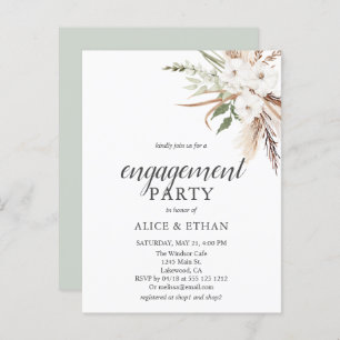 Budget Boho Pampa Greenery Engagement Party Uitnodiging Briefkaart