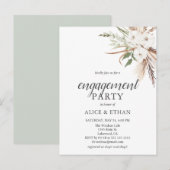 Budget Boho Pampa Greenery Engagement Party Uitnodiging Briefkaart (Voorkant / Achterkant)