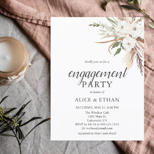 Budget Boho Pampa Greenery Engagement Party Uitnodiging Briefkaart