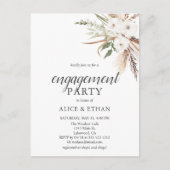 Budget Boho Pampa Greenery Engagement Party Uitnodiging Briefkaart (Voorkant)