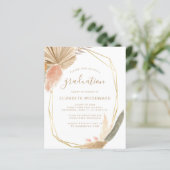 Budget Boho Pampas Graduation Party Uitnodigen (Staand voorkant)