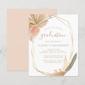 Budget Boho Pampas Gras Afstudeerfeest Uitnodiging (Voorkant / Achterkant)
