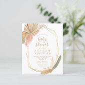 Budget Boho Pampas Gras Baby Shower Uitnodiging (Staand voorkant)