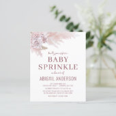 Budget Boho Pampas Gras Baby Sprinkle Uitnodiging (Staand voorkant)
