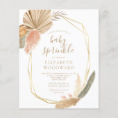 Budget Boho Pampas Gras Baby Sprinkle Uitnodiging (Voorkant)