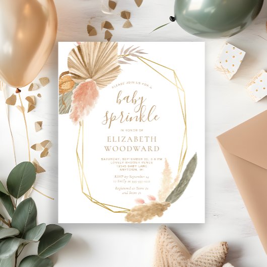 Budget Boho Pampas Gras Baby Sprinkle Uitnodiging